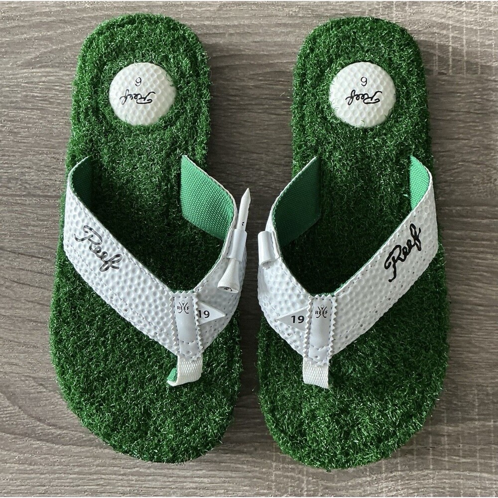 Reef Mulligan II Golf Sandals Women’s Size 6 Faux Grass Bottle Opener HTF